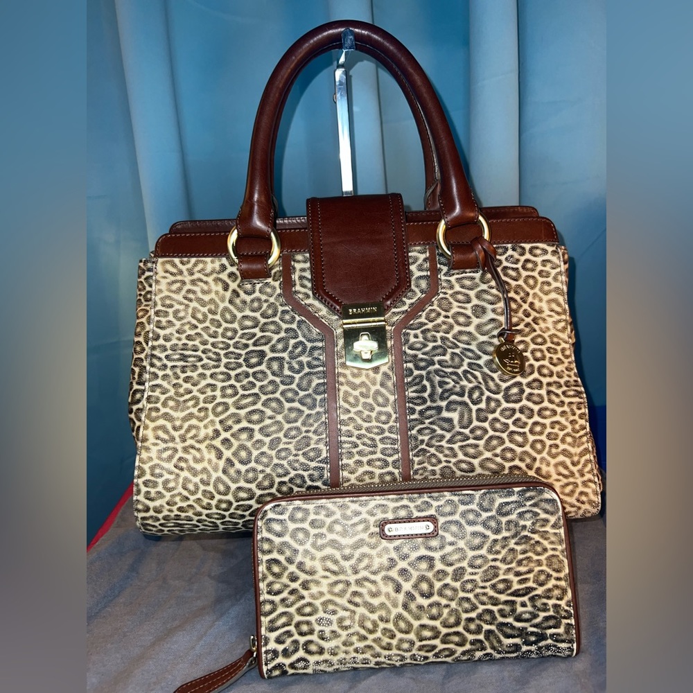 Brahmin Annabelle Leopard Luxe shoulder bag and wallet set